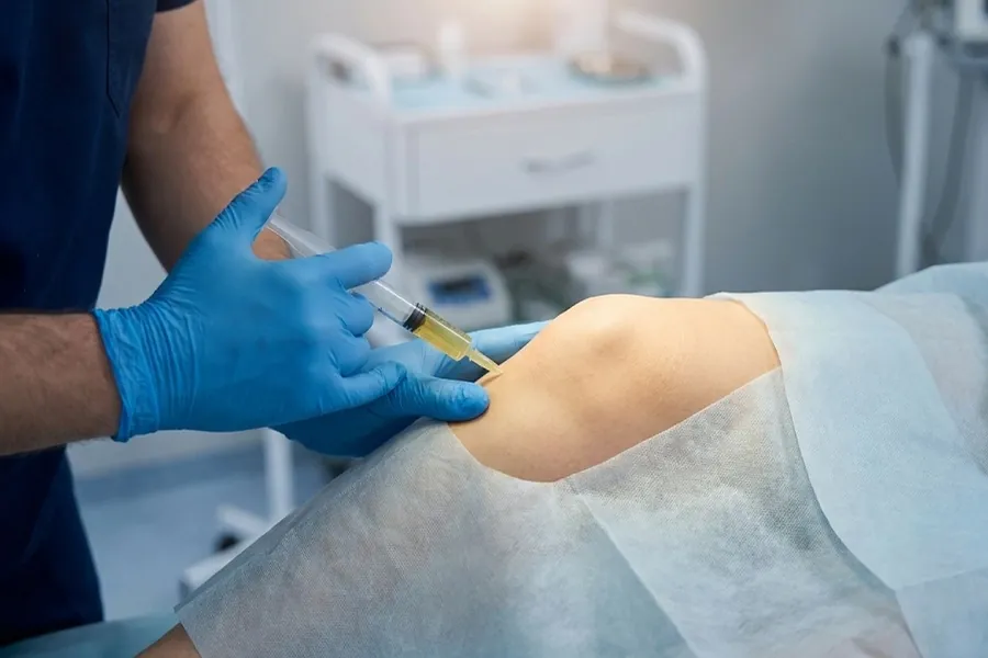 تزریق PRP زانو توسط پزشک در داخل مفصل زانو